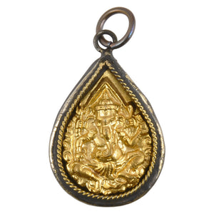 Brass Pendant-22x32mm Ganesh Amulet-Gold
