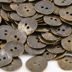 Button-16mm Cornflake Casting-Antique Bronze-Quantity 4