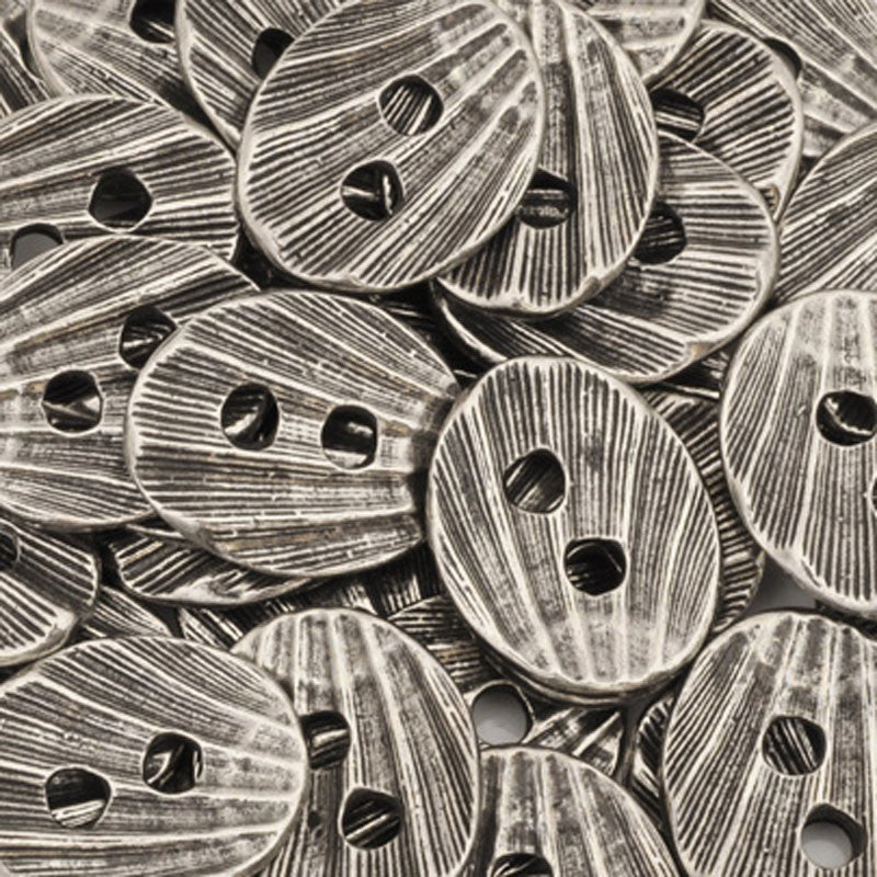 Button-16mm Pewter Shell-Oval-Antique Silver