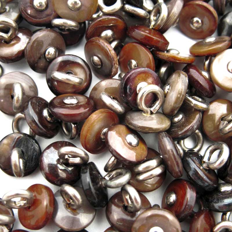 Button-9mm-Victorian Shell Boot-Shank-Brown and Steel