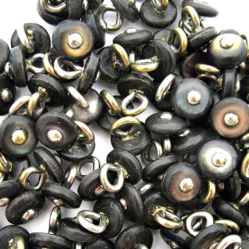 Button-9mm-Victorian Shell Boot-Shank-Charcoal and Steel