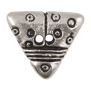 Buttons-23x21mm Triangle with Dots and Lines-Antique Silver-Quantity 1