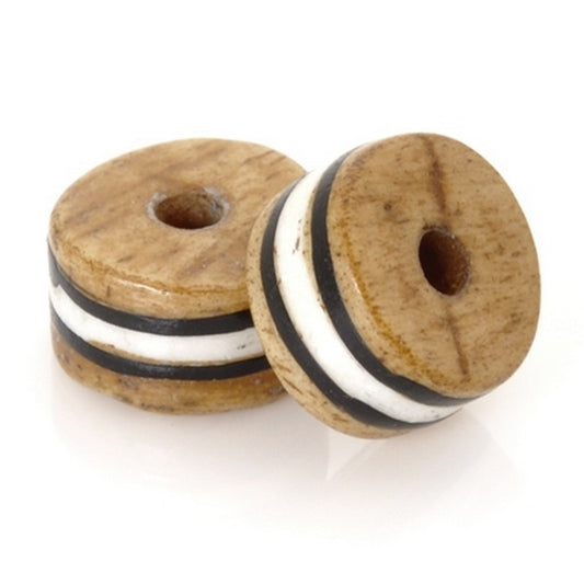 Carved-10x5mm Rondelle Bead-Hand Painted-2mm Large Hole