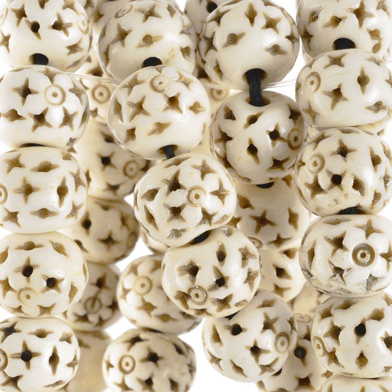 Carved Beads-10x15mm Skull Beads - Off White - Tamara Scott Designs