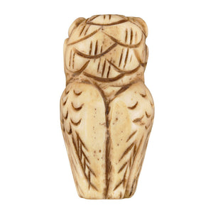 Carved-18x35mm Carved Owl-Bone-Off White