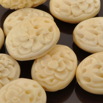 Carved-25x20mm Rose Focal Bead-Off White-Quantity 1