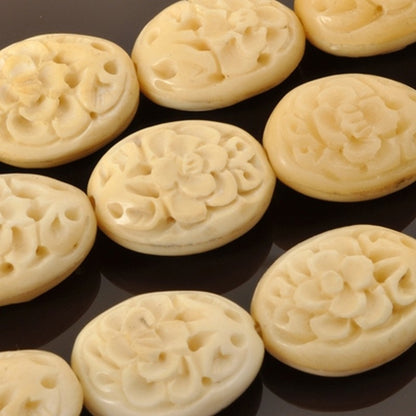 Carved-25x20mm Rose Focal Bead-Off White-Quantity 1