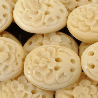 Carved-25x20mm Rose Focal Bead-Off White-Quantity 1