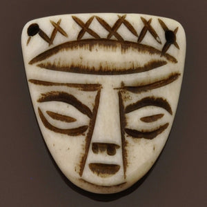 Carved-30mm Face Mask Pendant-Off White-Quantity 1