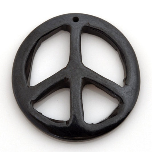 Carved-34mm Peace Pendant-Black-Quantity 1