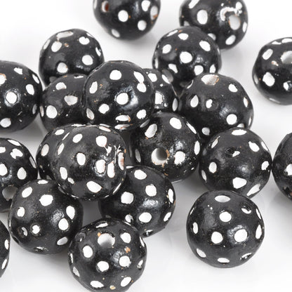 Carved Beads-12mm Terra Cotta Black and White Eye