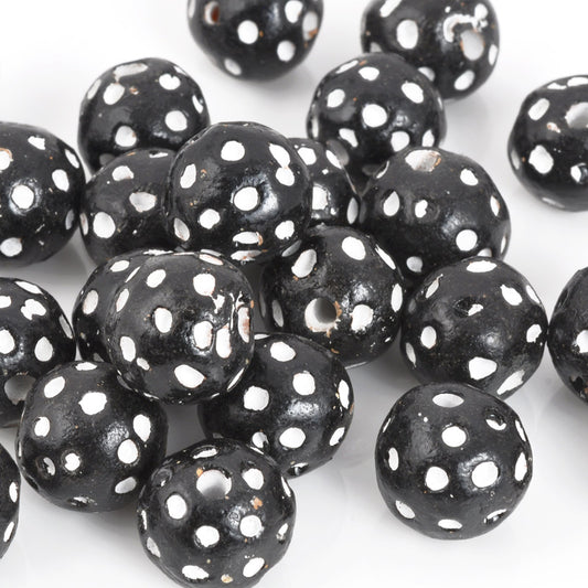 Carved Beads-12mm Terra Cotta Black and White Eye