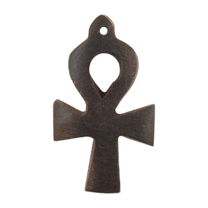 Carved Charms-16x26mm Egyptian Cross-Horn-Dark Brown-Quantity 1