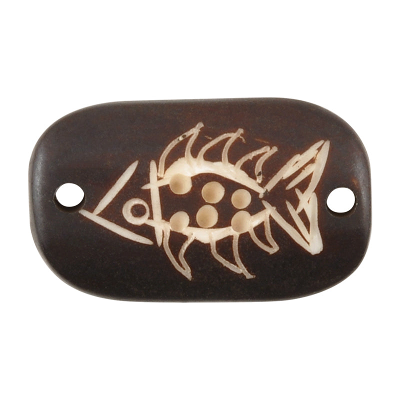 Carved Findings-28x17mm Oval Fish Connector-Dark Brown-Quantity 1