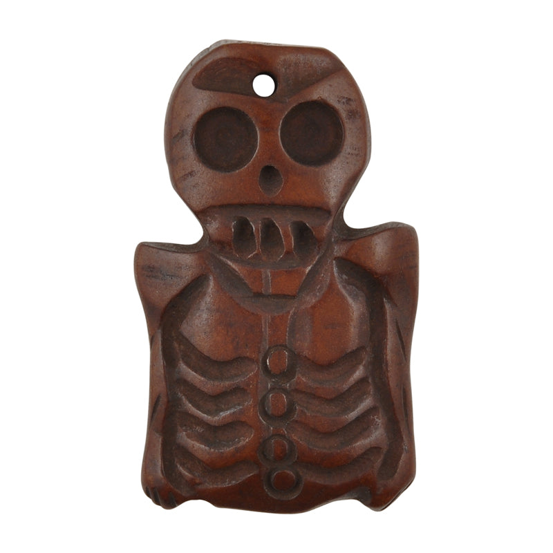 Carved Pendants-28x45mm Carved Skeleton Torso-Dark Brown-Quantity 1
