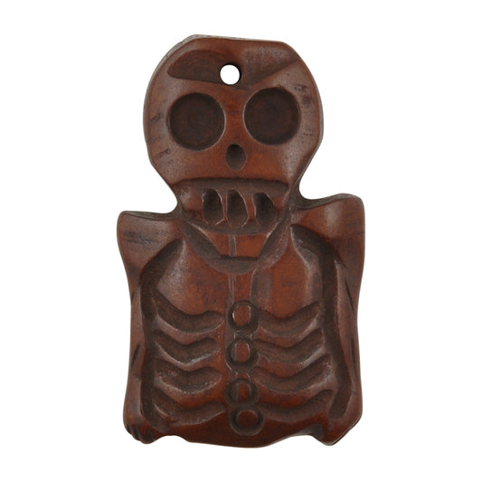 Carved Pendants-28x45mm Carved Skeleton Torso-Dark Brown-Quantity 1