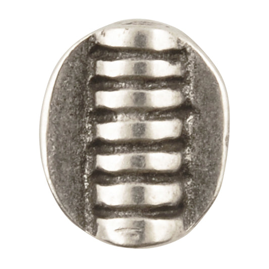 Casting-10x12mm Flat Round Oval Tube With Grooves-Antique Silver-Quantity 1