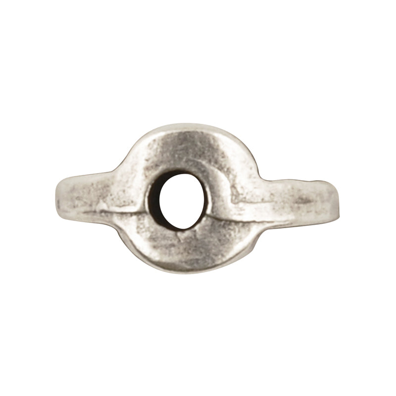 Casting-10x12mm Flat Round Oval Tube With Grooves-Antique Silver-Quantity 1