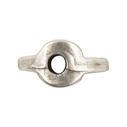 Casting-10x12mm Flat Round Oval Tube With Grooves-Antique Silver-Quantity 1