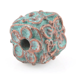 Casting-13mm Ornamental Cube-Green Patina