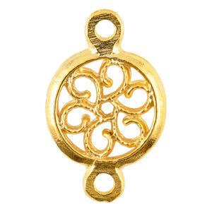Casting-13x20mm Round Floral Connector-Gold