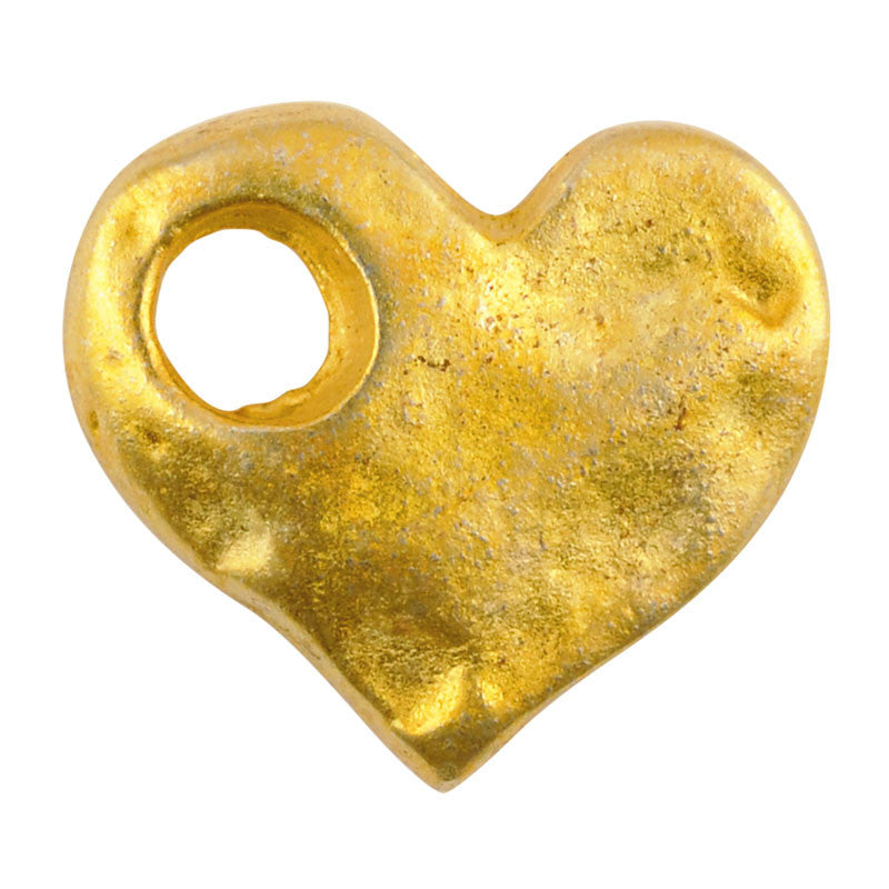 Casting-17x15mm Hammered Heart-Large Hole-Gold