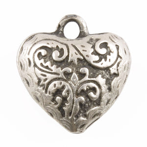 Casting-18x20mm Ornate Heart Charm-Antique Silver-Quantity 1