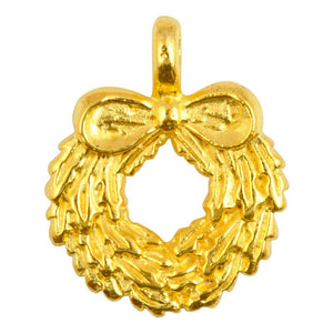 Casting-19x24mm Wreath With Bow-Gold-Quantity 1