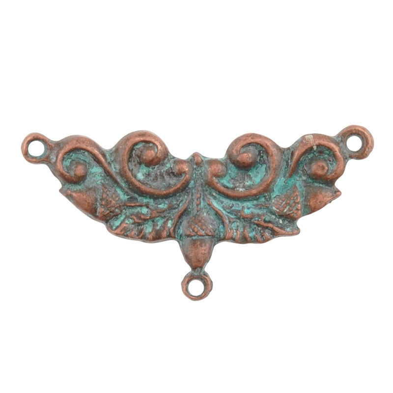Casting-33x15mm Victorian Connector-Green Patina