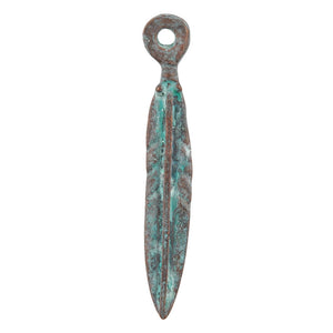 Casting-6x30mm Feather Charm-Green Patina