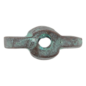 Casting-8x12mm Flat Round Oval Tube With Lines-Green Patina