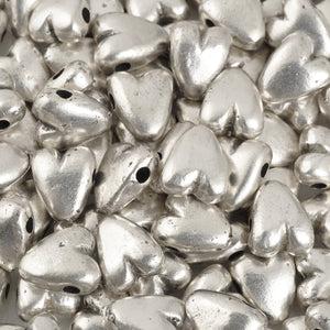 Casting-9x10mm Heart Bead-Antique Silver-Quantity 1