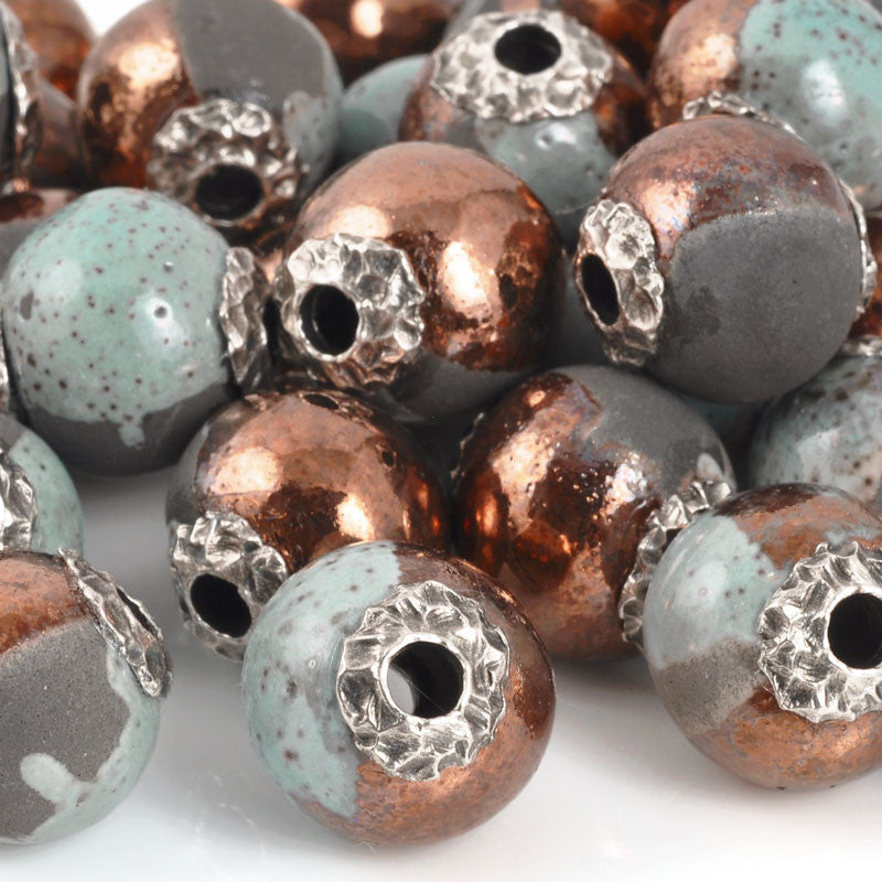 Casting Beads-16mm Ceramic Focal-Raku Blue