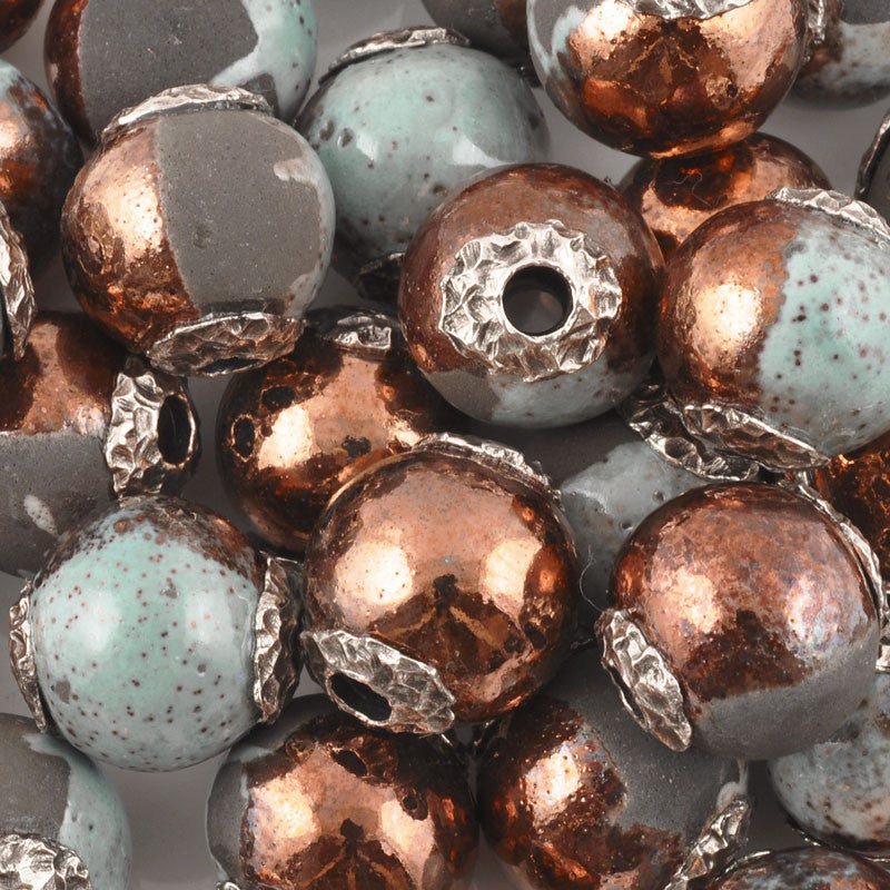 Casting Beads-16mm Ceramic Focal-Raku Blue