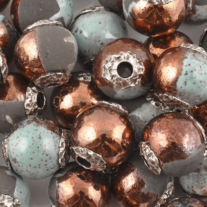 Casting Beads-16mm Ceramic Focal-Raku Blue