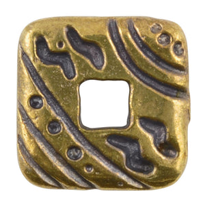 Casting Beads-17mm Square with Design-Antique Bronze