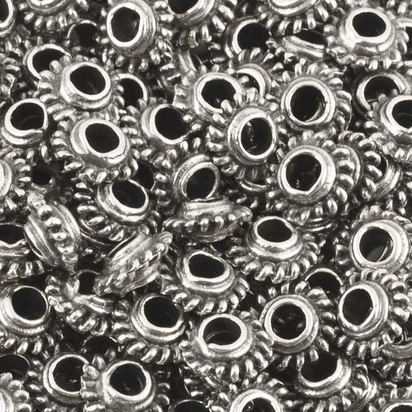 Casting Beads-5mm Rope Tube-Antique Silver-Quantity 10