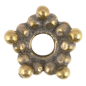 Casting Beads-8mm Dotted Star Bead Cap-Antique Bronze