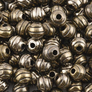 Casting Beads-9mm Round Line with Detail-Antique Bronze