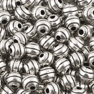 Casting Beads-9mm Round Line with Detail-Antique Silver