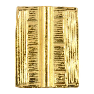 Casting Beads Wholesale-20x25mm Flat Rectangle Tube with Straight Lines-Gold-Quantity 10