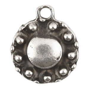 Casting Charm-14x17mm Round Granulated Frame-Antique Silver