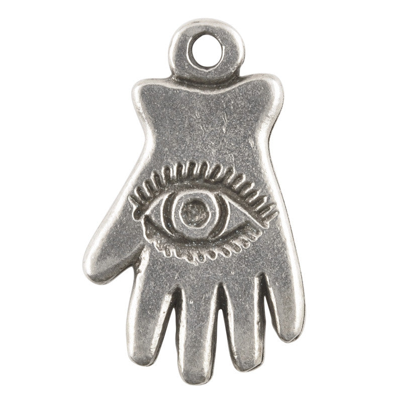Casting Charm-16x28mm Hamsa Hand-Antique Silver