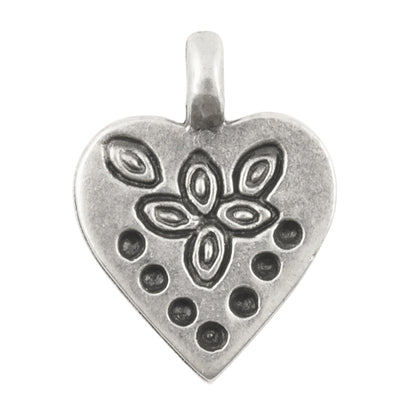 Casting Charm-18x23mm Stamped Heart-Antique Silver-Quantity 1