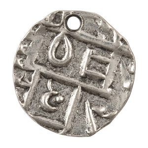 Casting Charms-Metal-18mm Bhutan Coin-Antique Silver-Quantity 1