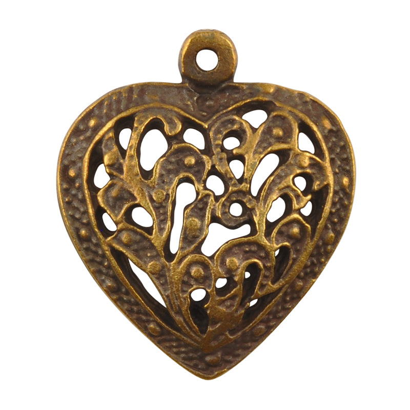 Casting Pendant-24x27mm Ornate Heart-Antique Bronze-Quantity 1