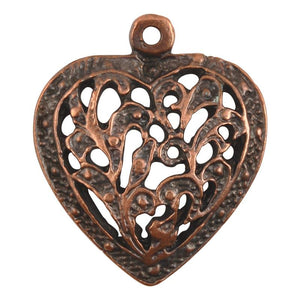 Casting Pendant-24x27mm Ornate Heart-Antique Copper-Quantity 1