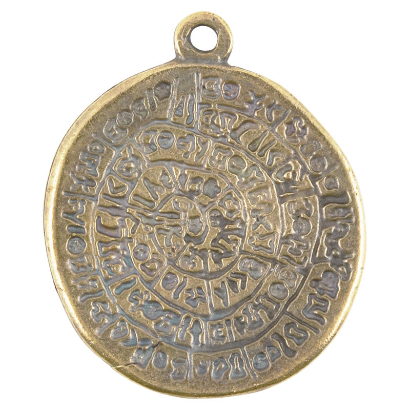 Casting Pendant-32x40mm Phaistos Disc-Antique Bronze