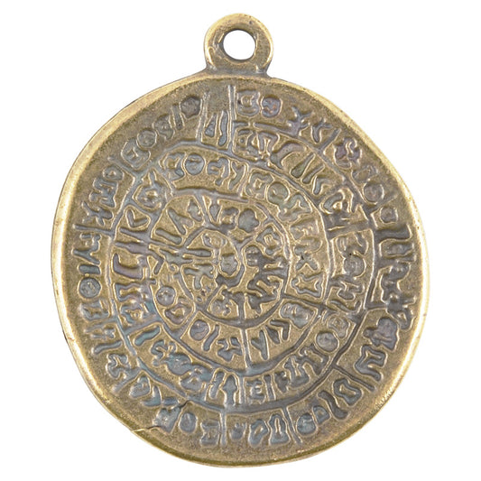 Casting Pendant-32x40mm Phaistos Disc-Antique Bronze