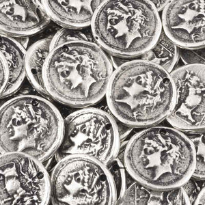 Casting-20mm Coin Pendant-Antique Silver